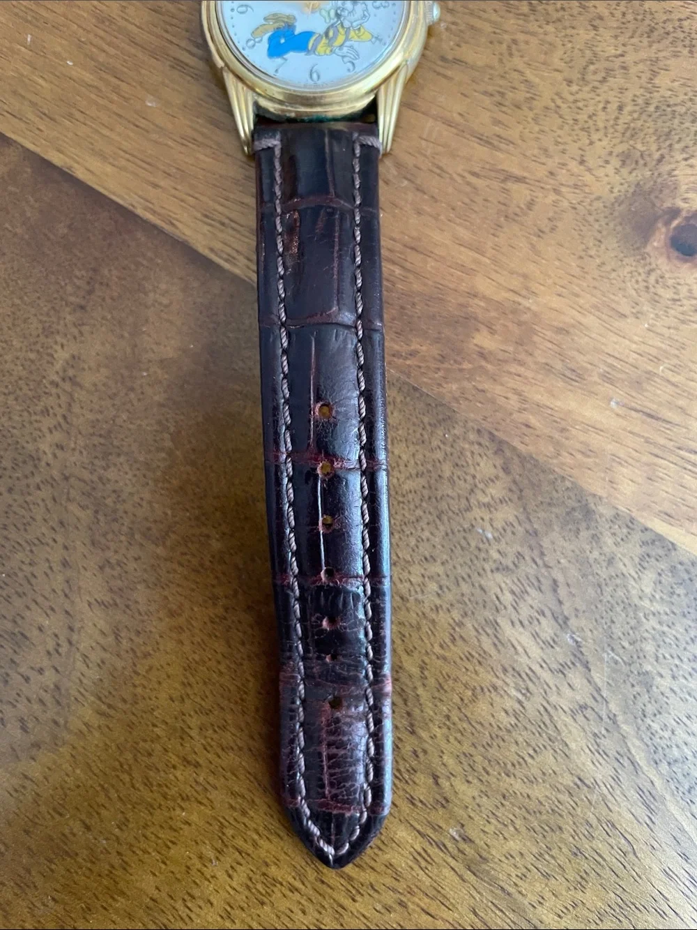 Goofy Dreaming Men's Watch — Brown Leather Strap, Gold Case